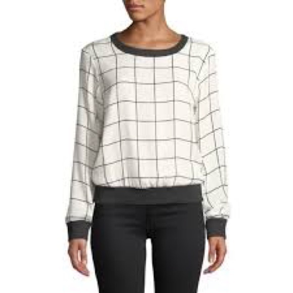 Milly Tops - Milly Checkprint Silk Georgette Sweatshirt S